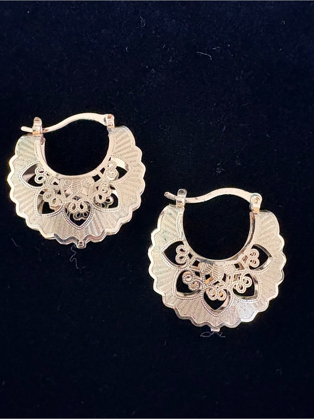 Gold Filigree Hoop Earrings for Women